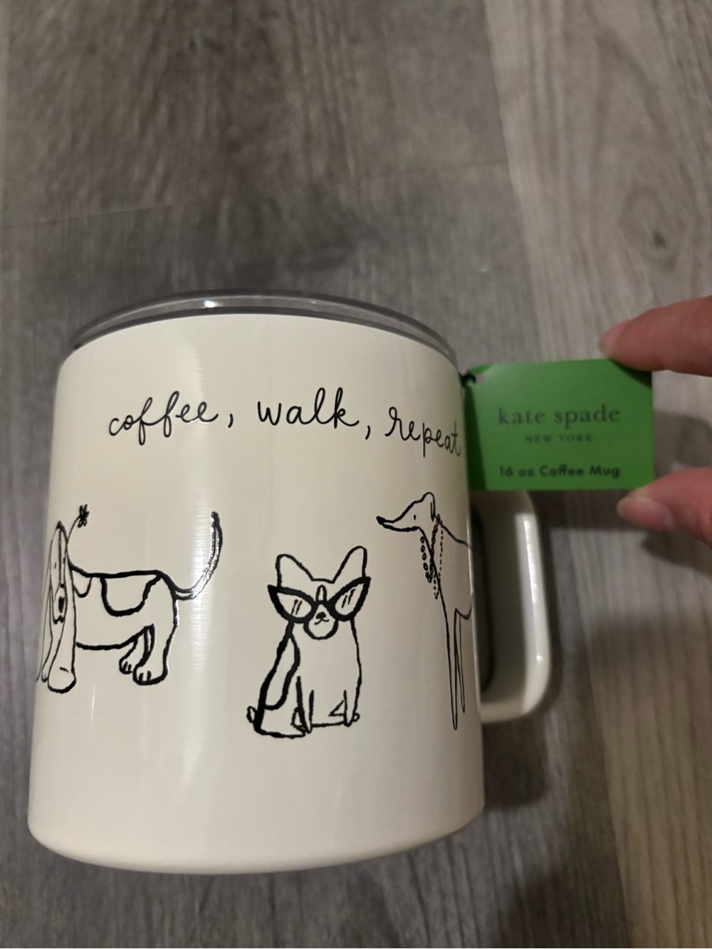 kate spade Cream Mug with Playful Black Dog Sketches